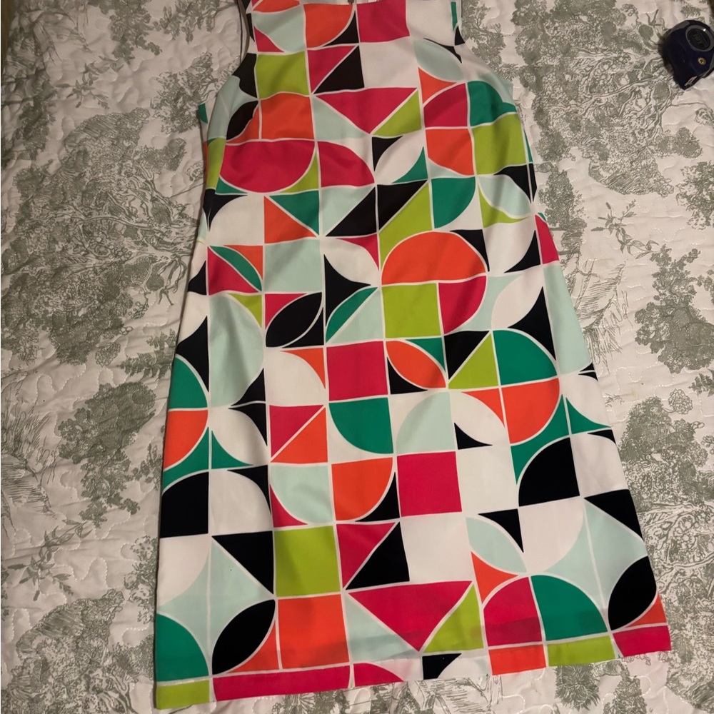 Crown & Ivy sz 4 Geometric Multicolor Sleeveless Dress mod retro sleeveless - Picture 10 of 14